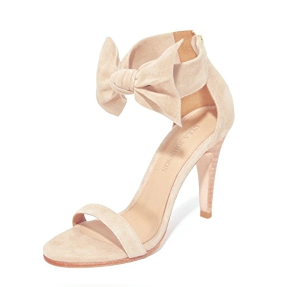 Ulla Johnson Thecia Suede Tan Bow Leather Heeled Sandals Size 40 / 10 US - Picture 1 of 9
